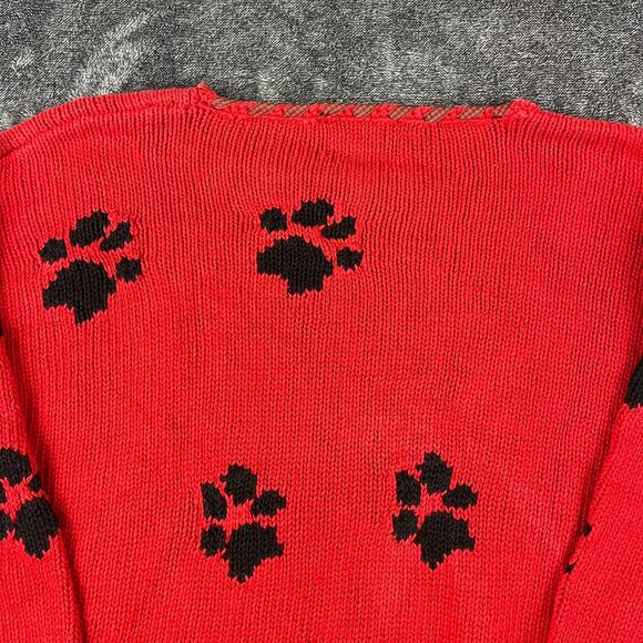 Vtg Woolrich Hand Knit Christmas Tree Dog Bow Sweater Crewneck Women's M - Picture 11 of 12